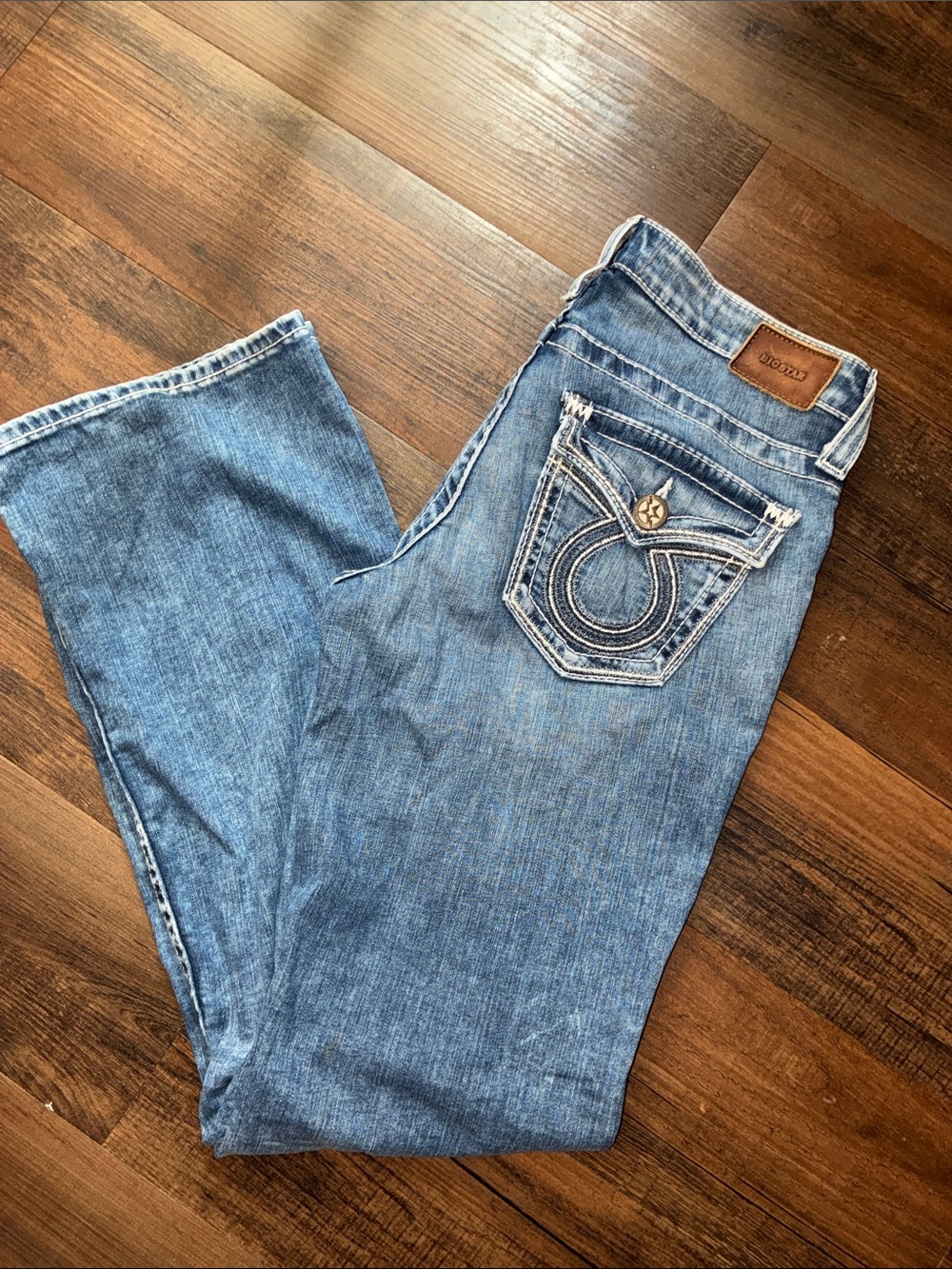 Big Star Medium Blue Bootcut Jeans with Embroidered Pocket